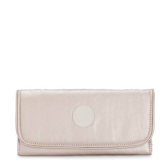 Kipling Money Land Metallic Snap Plånbok Beige | SE 1428MQ